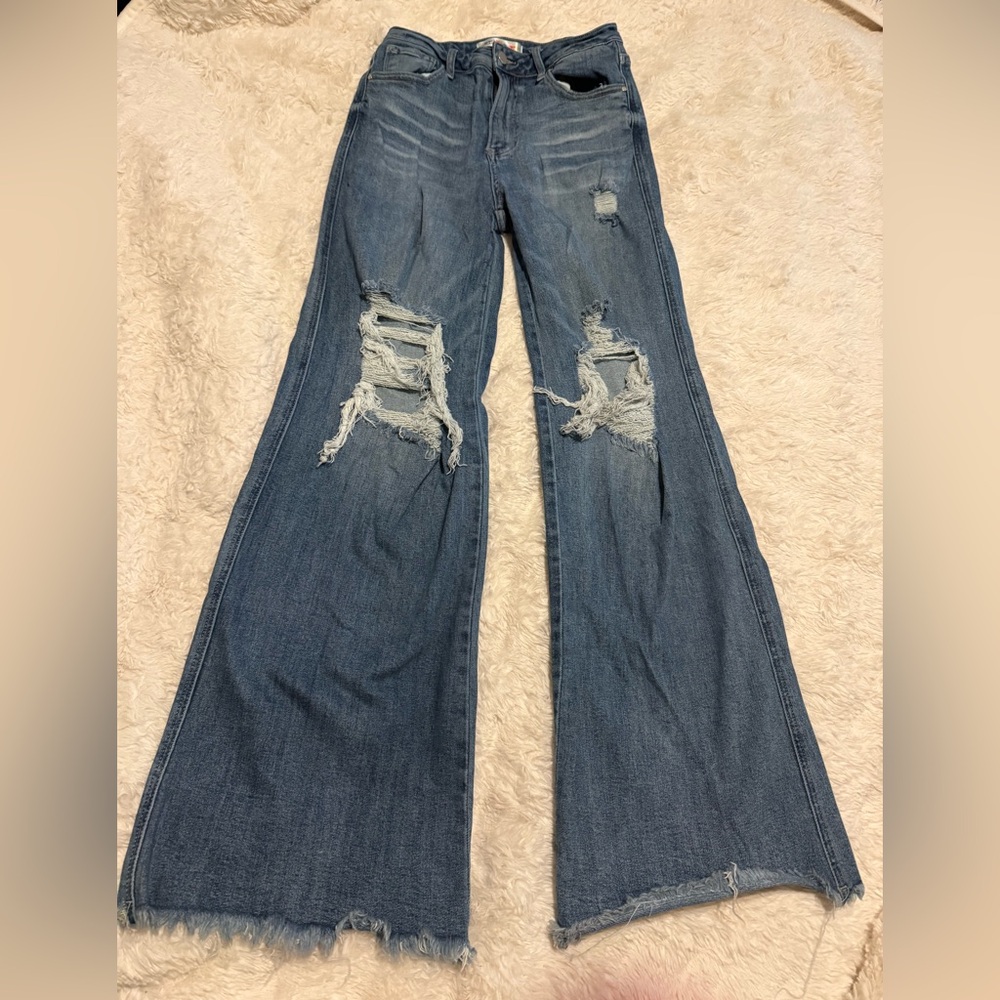 Risen Distressed High Rise Flare Women's Jeans